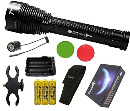 Linterna profesional Trustfire J18, con 7 Led tamaño CREE XML-T6-8500 lumenes / 1 Modo/Uso con 2 o 3 baterías, Baterías Kingwei originales(C - Linterna Kit completo)