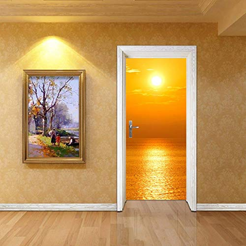 XXXCH 3D Türaufkleber Morgendämmerungssonnenaufgang 80X200CM Türtapete selbstklebend TürPoster - Fototapete Türfolie Poster Tapete Meer Aufkleber DIY Selbstklebende Wandbild PVC Wasserdichte Tapete