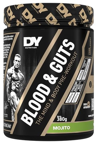 DY Nutrition - Blood and Guts Pre Workout Powder, 380g (Mojito) - High Strength Preworkout with 350mg Caffeine, Citrulline Malate, Beta Alanine, Arginine AKG, L-Tyrosine, Vitamin B3 for Men & Women
