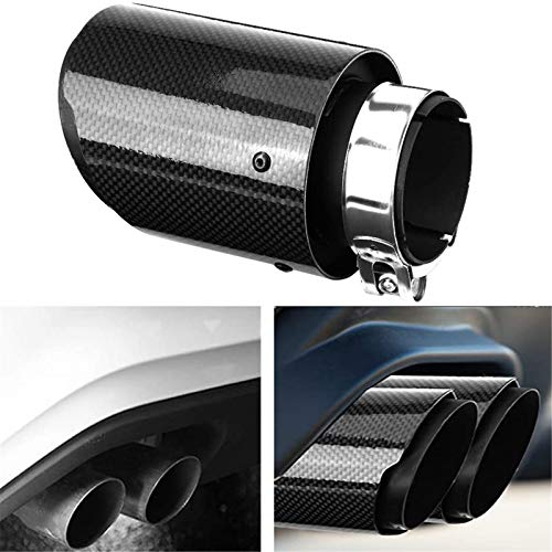Iriisy Tubo de Silenciador de Escape de Fibra de Carbono para Coche Puntas de Escape Universales de 63 mm Garganta de Cola Salida del Tubo de Escape Trasero