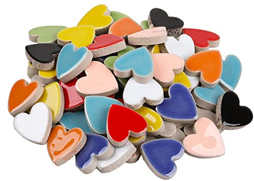 EXCEART Mosaic Tiles Bulk 200g Ceramics Mosaic Tiles Crafts Mosaic Tiles Heart Mosaic Pieces Cute Mosaic Tile for DIY Craft Jewelry Making Ceramic Mosaic Tiles