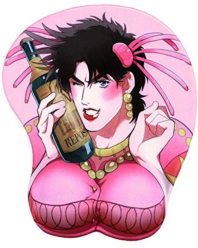 XSPWXN Joseph Joestar 3D Repos du Poignet JoJo Mouse Pad Mat Pink Jo Jo Bizarre Adventure Mousepad pour Ordinateur Portable PC