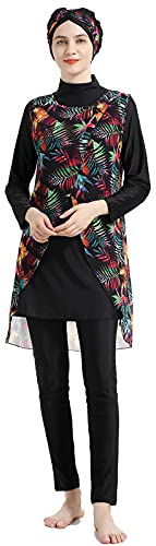 WOWDECOR Muslim Swimwear for Women Floral Modesty Swimsuit Islamic Hijab Burkini Beachwear Tankini Swimming Costume