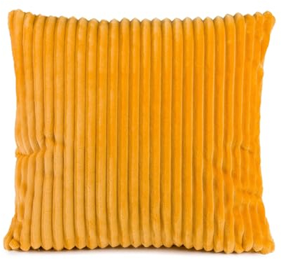 Gözze - Kuschelweicher Kissenbezug in Cord Optik, 2er Set, 50 x 50 cm - Senf