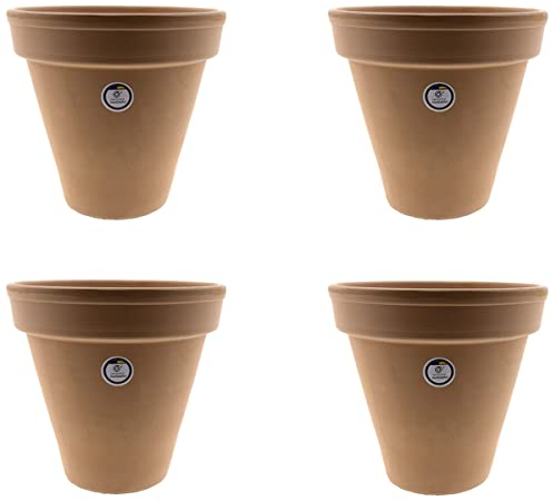 Céramique Ramequin | pots en terre rouge | Grand pot | pots en céramique | pots extérieurs | pot de fleurs Modèle J32 - Pack x4 | 20 x 20 x 17 cm