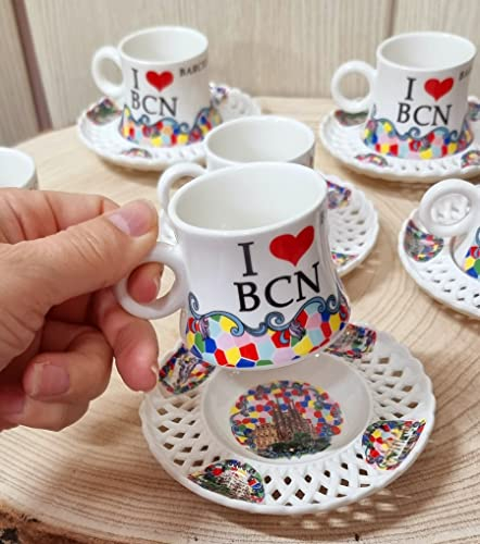 Juego 12 piezas de tazas con platos para cafe estilo gaudi juego moderno de cafe - de Set de Café Tazas barcelona Para Espresso, Café Solo, Cortado