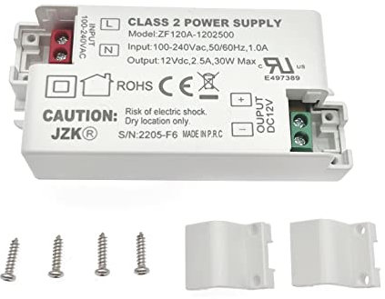 JZK LED transformador driver AC100-240V a DC 12V 2.5A 30w conductor convertidor para tira de iluminación LED, bombillas, G4, MR11, MR16