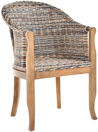 korb.outlet Rattan-Sessel mit Holzbeinen, Sessel aus echtem Rattan - Rattanstuhl Club (Mehrfarbig)