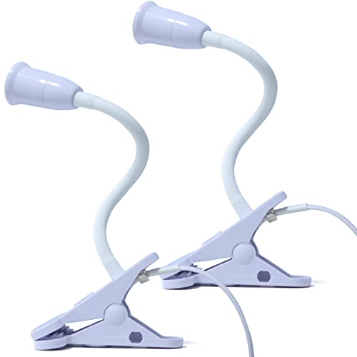 GOCBOBO 2 Stück Klemmleuchte E27 Lampenfassung Klemmlampe 360° Einstellbar Flexiblem Schwanenhals Schreibtischlampe mit Schalter und Stecker für Lesen Innen Beleuchtung (Keine Glühbirne)