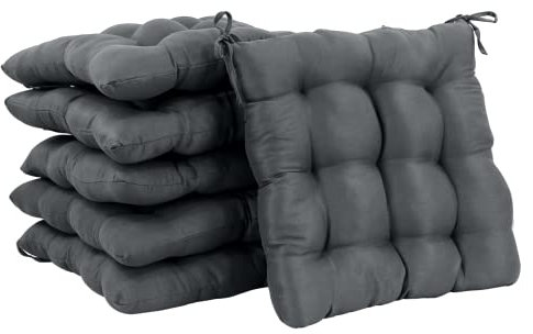 CHELY INTERMARKET Cojines Silla 40x40x7,5cm Pack 6 Unidades Relleno Mullido Gris 9 Pespuntes Acolchado Exterior Interior Decorativos Suaves Estables Lavables Terraza Jardín