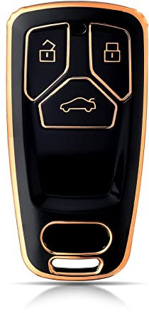 OFFCURVE Autoschlüssel Hülle Schlüsselhülle, Schlüsselcover Schlüsselgehäuse Schutzhülle 3 Tasten Passt für Audi A3 A4 A5 A6 A7 A8 Q2 Q3 Q5 Q7 S4 S5 S7 S8 SQ5 SQ7 R8 RS4 RS5 RS TT TTS TTRS B9 D5 F5