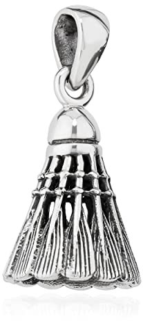 NKlaus Kettenanhänger Badminton Federball 925 Silber hochglanz 25x19,5mm Sport Amulett Silberanhänger groß 14199