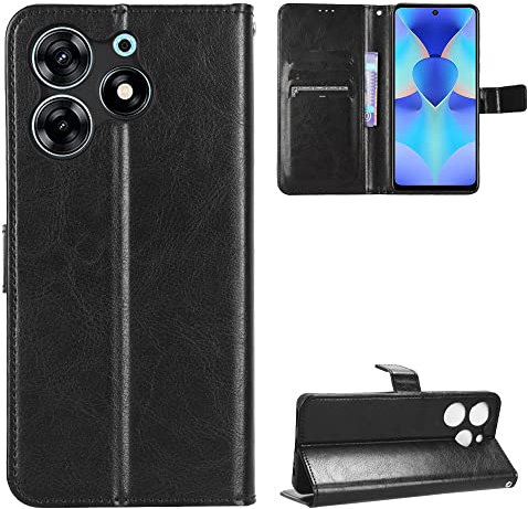 BellaCase Tecno Spark 10 Pro Coque [Étui Portefeuille] [Fonction Support] [Slots pour Cartes] [Couverture à Rabat Magnétique] Compatible avec Le Smartphone Tecno Spark 10 Pro(Noir)