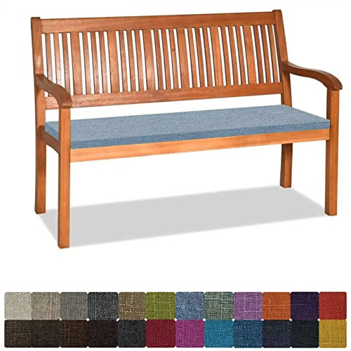 Bankauflage Stuhlkissen Bankkissen mit Krawatte Waschbar ,140x30x3cm,2 3 4-Sitzer Sitzkissen Rutschfeste Auflage für Gartenbank ,Küche,Terrasse Innen und Außenbereich,hellblau ,Dicker Leinenstoff
