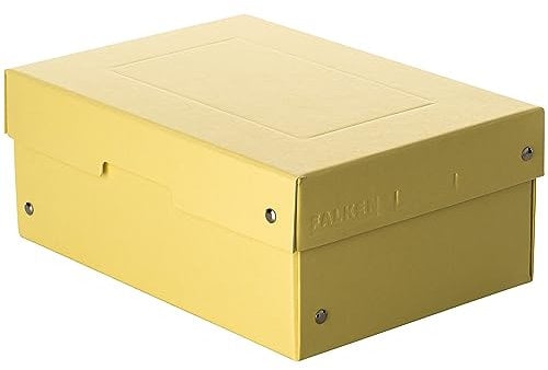 Original Falken PureBox Pastell. Made in Germany. 100 mm hoch DIN A5 gelb. Aufbewahrungsbox mit Deckel aus stabilem Karton Vegan Geschenkbox Transportbox Schachtel Allzweckbox
