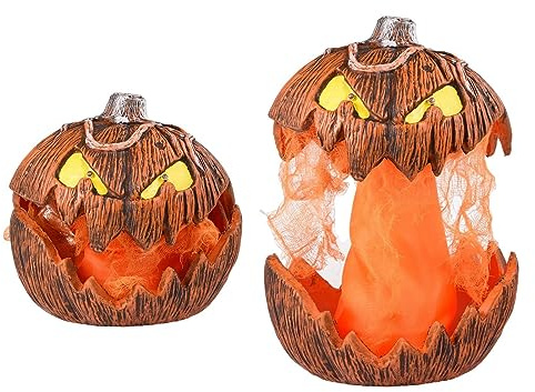 Halloween-Kürbis Windlicht - Gruseliger Kürbis Als Halloween Deko Mit Gesicht | Halloween-Kürbis-Jack-Laterne Mit Offenem Mund | Vintage Halloween Pumpkin Für Partys,Spukhäuser,Haustür,Hof,Rasen