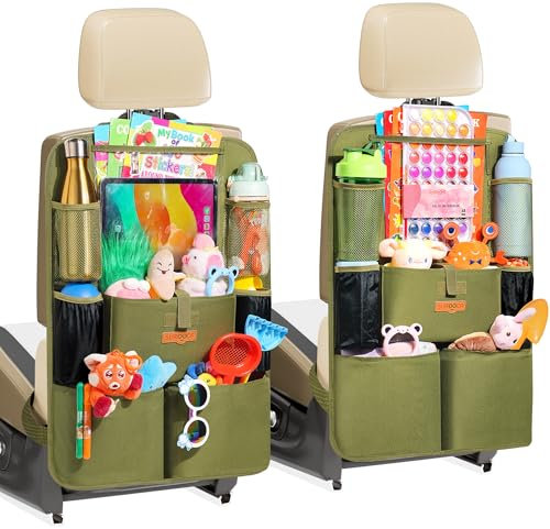 SURDOCA Autositz-Organizer – 4th Generation verbesserter Auto Rücksitz für bis zu 11-Zoll Tablet, 8 Taschen, Kinderspielzeug-Aufbewahrung, wasserdichter Rücksitzschutz für Kinder