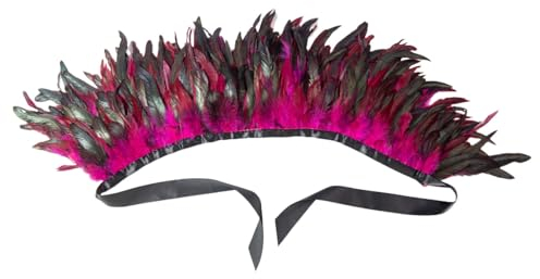 DolceTiger Damen Federschal Vintage Feder Umhänge Schulterumhang Cape Gothic Kragen Federboa Kostüm Vogel Pfau Kostüm Damen Karneval Kostüm Samba Kostüm für Karneval Halloween Maskerade (Hot Pink)