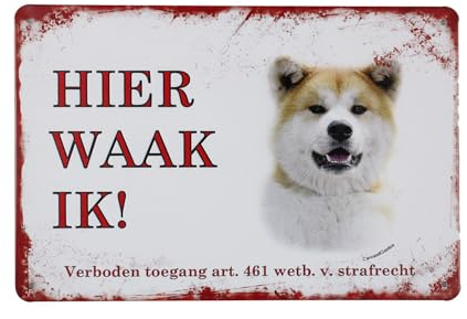 Hier wache ich Akita blechschild - metallschild - metall poster - retro schilder - blech - wanddekoration - vintage schild - metal sign - dekoschild - mancave - männerhöhle