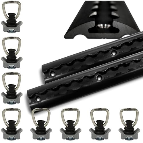 Airlineschienen schwarz aus Aluminium halbrund Airlineschiene pulverbeschichtet zur Ladungssicherung für PKW, LKW, Anhänger, Wohnmobile usw. - Zurrschiene - Zurrleiste (2x 2 Meter 8 Fittinge)