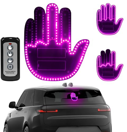 Civikyle LED Auto Finger Licht Hand Geste Zeichen mit Fernbedienung Auto Fenster Zubehör Lustig Gadgets für Männer Kfz Lkw Fahrer Coole Geschenke (Rosa)