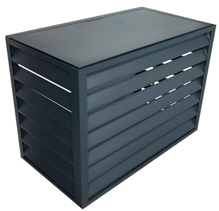 Cache Climatiseur Exterieur Aluminium, Couverture De Climatiseur, Cache Pompe A Chaleur, Support De Climatiseur À Persiennes AC Clôture Protection De Unité Autoportante (Color : Gray, Size : 1.5P-L1