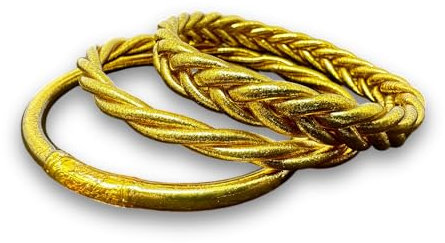 Yvelise Bracelet bouddhiste tressés & classique - Jonc certifié fait en Thailande - Authentique - Lot de 3 Or
