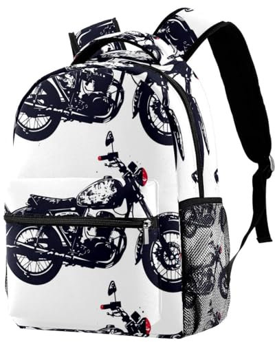 etoenbrc Line Rucksack mit Motorrad-Motiv für Kinder, Lagre-Kapazität, Tagesrucksack, Schultasche, Büchertasche für Teenager, Grundschule, mehrfarbig, One size