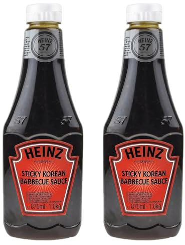 Heinz Korean BBQ Sauce 875ml Pack of 2 Vegetarian Sweet Tangy Sticky Dip Barbecue Dressing Marinade Gravy with Welari Thank You Card | (2pack) (1750ml)