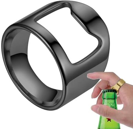 Acunny Ring Bottle Opener, Bar Opener Ring, Creative Beer Bar Tool, Stylish Titanium Steel Bartender Ring, Creative Portable Beer Bottle Opener for Bartender