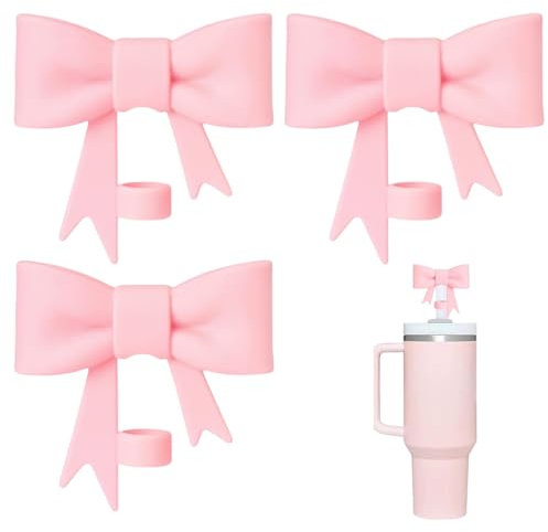 3Pcs 10mm Reusable Silicone Straw Toppers,Straw Topper Protector Cover,Straw Topper for Straw Accessories,Portable Silicone Straw Cover,Silicone Replacement Lids,Portable Dust-Proof Cap Toppers(Pink)