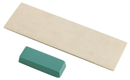 QWORK® Doppelseitiger Abziehleder für Messer (178x52x4 mm) mit Körnung 320 grünem Polierpaste (23g)
