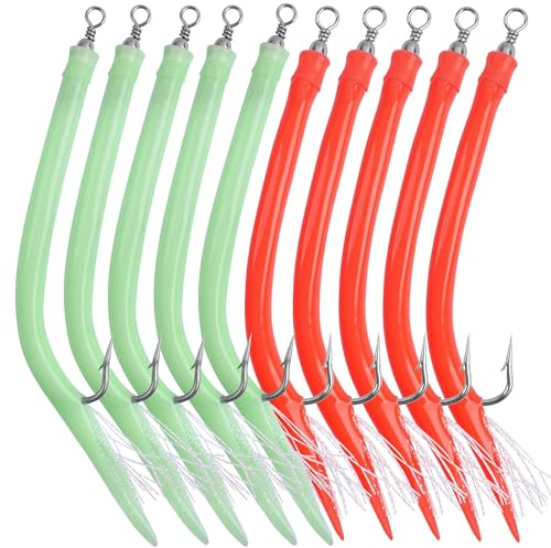 Angelhaken Gummi Makk Classic Striped Bass Trolling Tube Jighaken Teaser Vorfächer Rig mit Edelstah Angelhaken Wirbel für Meeresangeln Salzwasser