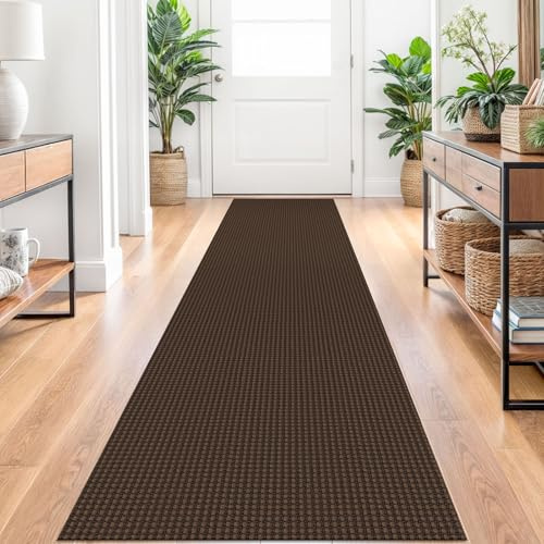 Ivissy Geflochtener Läufer, 6 x 3 m, waschbar, Läufer für Flur, rutschfeste Gummi-Rückseite, Küchenläufer, Baumwolle, langer Eingangsläufer für Innenbereich, gewebter Teppich für Flur, Küche