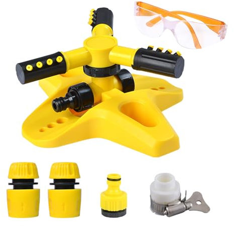 Juegos De Agua para Niños Aspersor Agua Niños con Gafas Protectoras,Aspersores De Riego Cesped Aspersor Jardin con Adaptador Grifo Manguera,Aspersor Jardin Juego Agua Niños Exterior