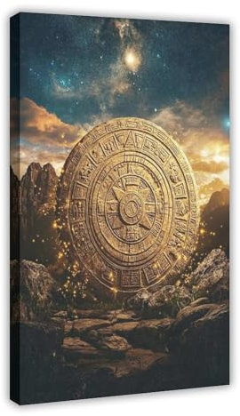 UTGN Astronomischer Kalender auf Leinwand, Motiv: Inka, Kunstdruck, Bild, Gemälde, 60 x 90 cm