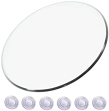 Runde Tischplatte aus gehärtetem Glas mit hoher Härte, 0,6 cm dick, Ø 45–75 cm, rutschfeste Unterlage, ideal für Esstische, Couch- und Gartentische – und stilvolle Glasoberfläche