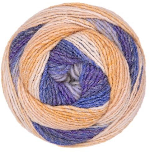 Gründl Wolle Luminosa Farbverlaufsgarn - 1 Knäuel 200 g / 440 m - 1 Knäuel = 1 Loop - weiches Strickgarn & Häkelgarn mit Schurwolle - sandbraun-taubengrau-königsblau