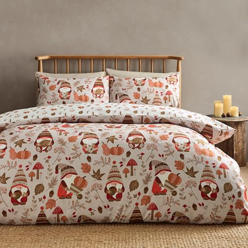 Catherine Lansfield Woodland Gonks So Soft Reversible King Duvet Cover Set with Pillowcases Natural