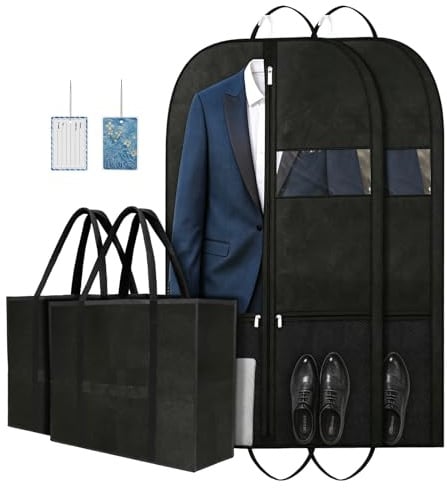 Kleidersack 109x60cm, Kleidersack Anzug, Kleiderhülle Anzug, Seitenfalte | Anzugtasche, Kleiderschutz: 1x mit 3–5 Teilen und 12,7 cm Seitenfalte für Anzüge, Jacken und Uniformen, im Schrank oder Hotel