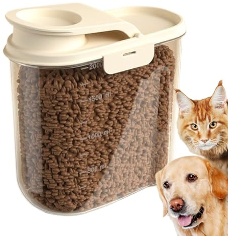 Récipient de stockage de nourriture pour chien – Récipient de stockage de nourriture pour animaux de compagnie 2 l | Poubelle hermétique de grande capacité pour animaux, distributeur de grains