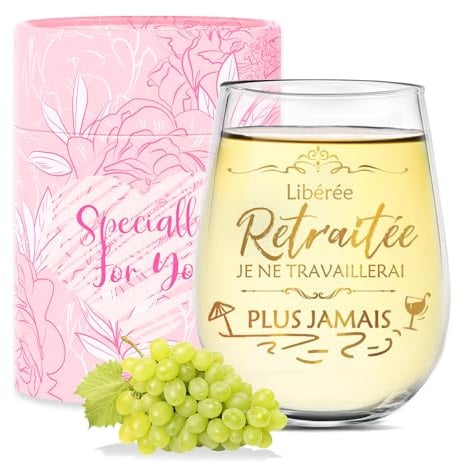 Cadeau Retraite Femme Homme Verre A Vin Personnalisé Cadeau Collegue De Travail Femme Verre A Eau Cadeaux Départ Collègue Retraite Maitresse Décoration Idee Cadeaux Noel Original Utile pour Amie