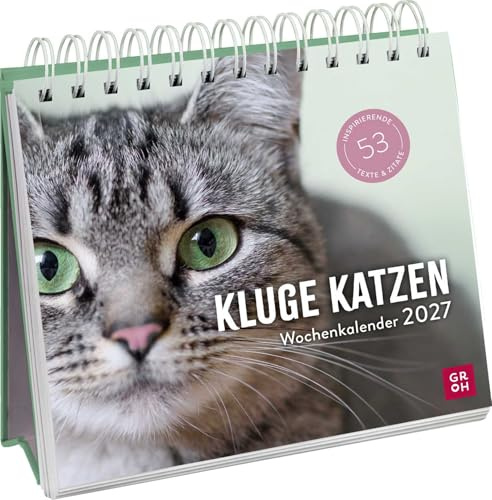 Wochenkalender 2027: Kluge Katzen: Katzenkalender zum Aufstellen mit Wochenkalendarium, Tischkalender für Katzenfreunde