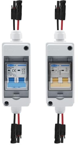 Verbrauchereinheit, Sicherungskasten Aufputz Solar-Photovoltaik-PV-Combiner-Box mit Leistungsschalter IP65 HT 2-Wege 1 Eingang Ausgang DC passenden Kabeln Wasserdichte Box(2P 1000V,10A)
