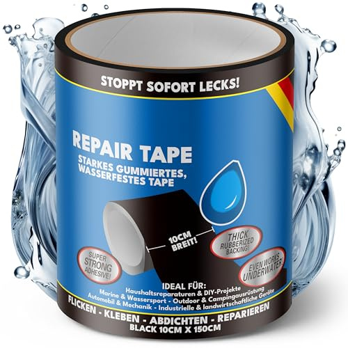ATG® Pool flicken unter Wasser – Klebeband Wasserdicht schwarz 10×150 cm, selbstklebendes Reparaturband für Poolfolie, PVC, Löcher, Lecks & Risse ohne Ablassen