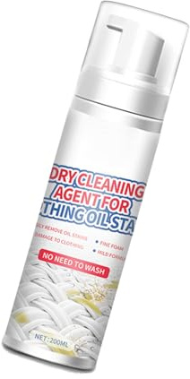 Dry Stain Remover Spray 200ml, No Rinse Fabric Cleaner for Clothes Carpets, Portable Spot Remover for Oil Makeup Food Drink Stains, Upholstery Cleaner for Home Travel