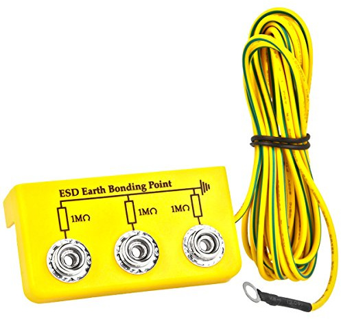 Minadax Erdungsbox - ESD-Schutz - Zentraler Erdungsanschluss - 3 x 10 mm Druckknopf-Buchse - 1 Megaohm Sicherheitswiderstand…