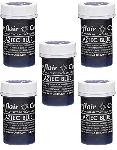 Sugarflair Aztec Blue Pastel Food Colouring Paste, Highly Concentrated for Use with Sugar Pastes, Buttercream, Royal Icing or Cake Mix, Subtle Colour Dye - 25g (Pack of 5)