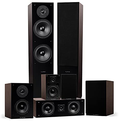 Fluance Elite High Definition Surround Sound Home Theater 7.0 Channel Speaker System including 3-Way Floorstanding Towers, Center Channel, Surround and Rear Surround Speakers - Walnut (SX70WR)