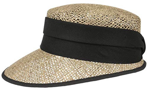 LIPODO Gorra de Paja Breezy Mujer - Made in Italy Sol Playa Visera para el con Primavera/Verano Verano - Talla única Natural-Negro